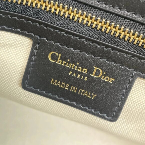 Auth DIOR/ChristianDior VIBE medium bowling bag with canage stitching - Black - Picture 9 of 15